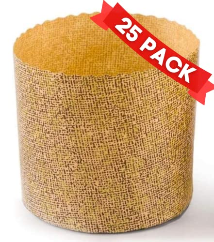 SHSH Trade Group Panettone-Papierformen, 25 Stück, runde antihaftbeschichtete Panettone-Form, Backförmchen (B x H), 8,9 x 8,9 cm, 25 Stück von SHSH trade group