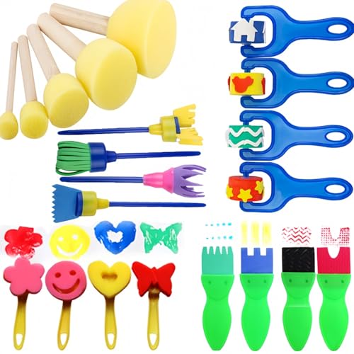 SHSHbuy Schwamm Malerei Pinsel Set,21 Stücke Kinder Malwerkzeuge Set,Schwamm Farbe Pinsel Kits,Kinder Früherziehung Lernen Zeichnung Werkzeuge Art Draw Tools für DIY Kunsthandwerk SHSHbuy Schwamm Malerei Pinsel Set,21 Stücke Kinder Malwerkzeuge Set,Schwamm Farbe Pinsel Kits,Kinder Früherziehung Lernen Zeichnung Werkzeuge Art Draw Tools für DIY Kunsthandwerk von SHSHbuy