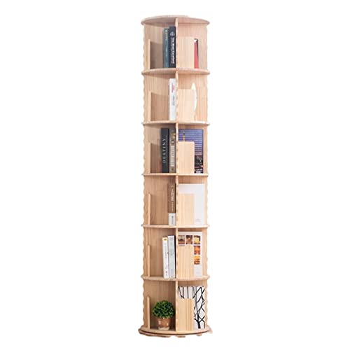 SHSUBF 360° drehbares Holz, 2/3/4/5/6 Etagen, 360° drehbares Bücherregal aus Holz, Organizer für Wohnzimmer, Schlafzimmer (Farbe: Holz, Größe: 97 x 50 cm) (Holz 190 x 50 cm) von SHSUBF