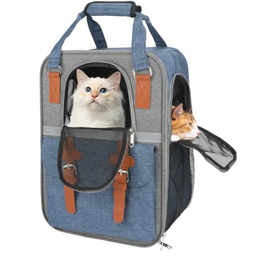 Katzentasche, Katzen Rucksack, Hundetragetasche bis 6kg, Katzenrucksack mit Fenster, Faltbare Oxford Katzentransporttasche, katzenrucksack Große Katzen, Hunde Tragetasche für AußEnbereich, Blaue von SHTALHST