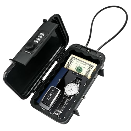 StrandSafe, Wasserdichter Strandtresor zum Anketten, Handy Safe, Zahlencode 4-stellig, Abschließbare Box, Strandsafe für ihre Wertsachen, Ideal für Reisen, Strand/Pool/Camping, Schlüsseltresor Außen von SHTALHST
