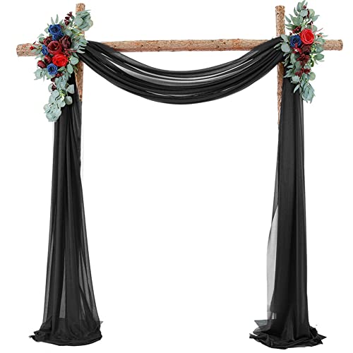 SHTGOI 1 Stück Hochzeitsbogen Vorhang Elastischem Tüll Hochzeit Bogenvorhang Traubogen Vorhänge Gardinen Querbehang für Hochzeitsdekoration Foto Hintergrund 75 * 550cm Schwarz von SHTGOI