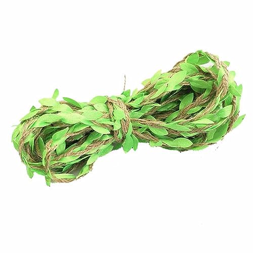 SHTGOI 10 M Blattseil Jute Schnur mit Blatt Künstliche Blätter Pflanzen Girlande Blattband Efeugirlande Blattrebe Hanfseil Sackleinen Band für Hochzeit Gartenarbeit Verpackung Handwerk Fruchtgrün von SHTGOI