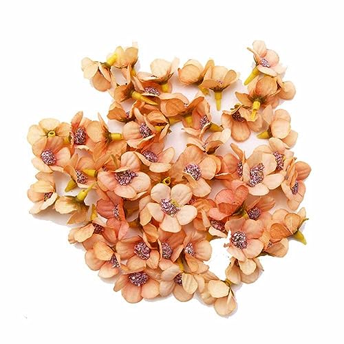 SHTGOI 100 Stück Künstliche Blumen Gänseblümchen Blütenköpfe 2mm Mini Seidenblumen Bunt Kunstblumen Köpfe Blumenköpfe zum Basteln für Hausgarten Hochzeit Feste Party DIY Scrapbooking Orange von SHTGOI