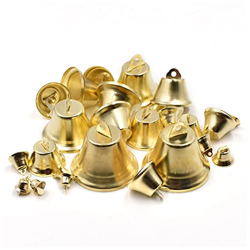 SHTGOI 100 Stücke Goldene Glocken 10mm Mini Kleine Glocken Jingle Bells Vintage Eiserne Glocke Windspiele Weihnachtsglocken Glöckchen für DIY Basteln Weihnachtsbaum Deko Zubehör von SHTGOI