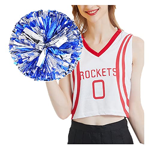 SHTGOI 2 Stück Cheerleading Pompons Metallfolie Cheerleading Pom Poms mit Ring Cheerleader Handblumen Cheers Blumenball für Sportveranstaltungen Ballspiele Tänze Karnevalspartys Blau+Silber SHTGOI 2 Stück Cheerleading Pompons Metallfolie Cheerleading Pom Poms mit Ring Cheerleader Handblumen Cheers Blumenball für Sportveranstaltungen Ballspiele Tänze Karnevalspartys Blau+Silber von SHTGOI