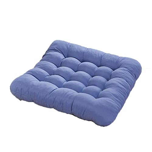 SHTGOI 2er Set Stuhlkissen Sitzkissen 40x40 cm Einfarbig Kissen mit Bändern Sitzpolster Dicke Weiche Dekokissen Sitzauflage für Innen- & Außenbereich Bürostühle Gartenstuhl Grau Blau von SHTGOI