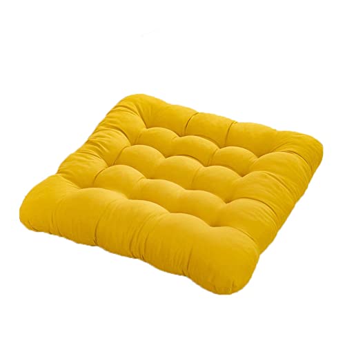 SHTGOI 2er Set Stuhlkissen Sitzkissen 40x40 cm Einfarbig Kissen mit Bändern Sitzpolster Dicke Weiche Dekokissen Sitzauflage für Innen- & Außenbereich Bürostühle Gartenstuhl Kurkuma von SHTGOI