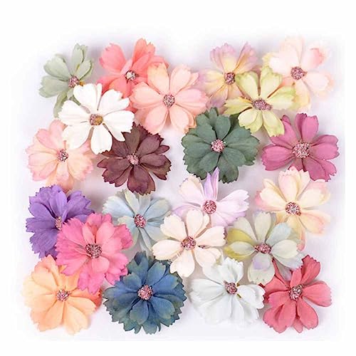 SHTGOI 30 Stück Künstliche Blumenköpfe Bunt Seidenblumen Elegante Simulation Blume Mini Kunstblumen Kopf Basteln Blumen Dekorative Blumen für DIY Scrapbook Hausgarten Hochzeit Dekoration Mischfarben von SHTGOI
