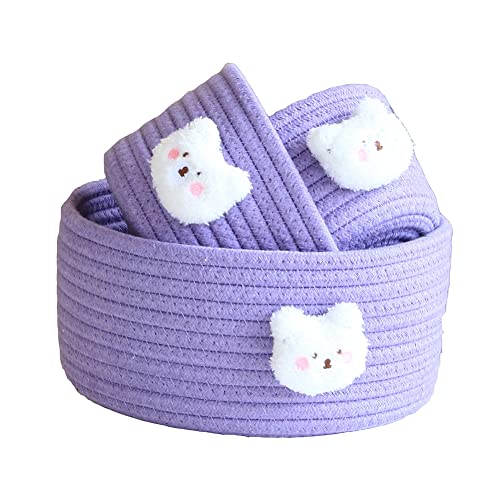 SHTGOI 3er Set Aufbewahrungskorb Baumwollseil Gewebter Aufbewahrungsbox Regalkorb Aufbewahrung Schreibtisch Storage Baskets Aufbewahrungskörbe Geflochtener Korb für Büro Schlafzimmer Lila von SHTGOI