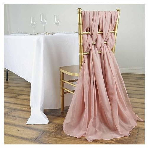 SHTGOI 5 Stück Tüll Stuhlschleifen 70 * 200cm Organza Stuhlschleife Stuhl Chiffon Stuhlschärpen Hochzeit Krawatte Stuhl Abdeckung Band Stuhl Deko für Hochzeit Jahrestag Partys Heimdeko Altrosa von SHTGOI