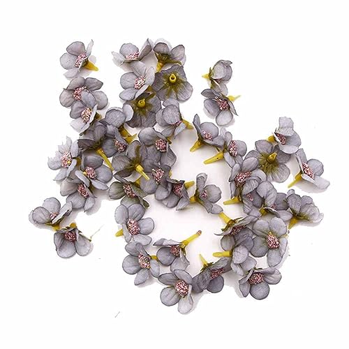 SHTGOI 50 Stück Künstliche Blumen Gänseblümchen Blütenköpfe 2mm Mini Seidenblumen Bunt Kunstblumen Köpfe Blumenköpfe zum Basteln für Hausgarten Hochzeit Feste Party DIY Scrapbooking Grau von SHTGOI