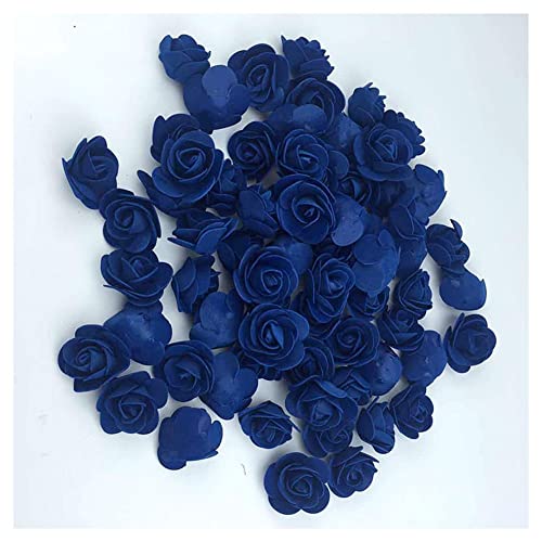 SHTGOI 500 Stück PE Schaumrosen 3.5cm Mini Künstliche Rosenköpfe Foamrosen Kunstrosen Kunstblumen Gefälschte Rosenstrauß für DIY Rosen Bär Valentinstag Hochzeit Party Home Dekoration Dunkelblau von SHTGOI