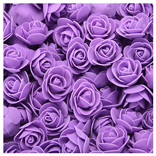 SHTGOI 500 Stück PE Schaumrosen 3.5cm Mini Künstliche Rosenköpfe Foamrosen Kunstrosen Kunstblumen Gefälschte Rosenstrauß für DIY Rosen Bär Valentinstag Hochzeit Party Home Dekoration Lila von SHTGOI