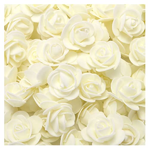 SHTGOI 500 Stück PE Schaumrosen 3.5cm Mini Künstliche Rosenköpfe Foamrosen Kunstrosen Kunstblumen Gefälschte Rosenstrauß für DIY Rosen Bär Valentinstag Hochzeit Party Home Dekoration Reisweiß von SHTGOI