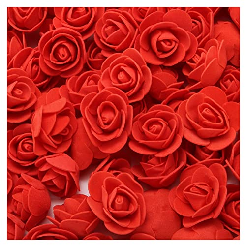 SHTGOI 500 Stück PE Schaumrosen 3.5cm Mini Künstliche Rosenköpfe Foamrosen Kunstrosen Kunstblumen Gefälschte Rosenstrauß für DIY Rosen Bär Valentinstag Hochzeit Party Home Dekoration Rot von SHTGOI