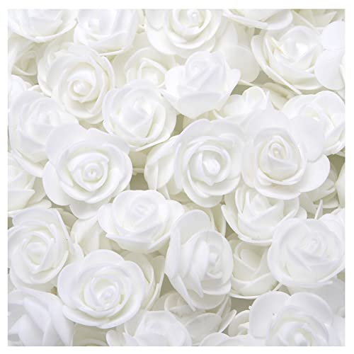 SHTGOI 500 Stück PE Schaumrosen 3.5cm Mini Künstliche Rosenköpfe Foamrosen Kunstrosen Kunstblumen Gefälschte Rosenstrauß für DIY Rosen Bär Valentinstag Hochzeit Party Home Dekoration Weiß von SHTGOI