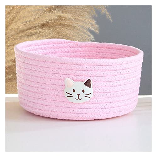 SHTGOI Aufbewahrungskorb Baumwollseil Gewebter Aufbewahrungsbox Regalkorb Aufbewahrung Schreibtisch Storage Baskets Aufbewahrungskörbe Geflochtener Korb für Büro Schlafzimmer 25,5x11,5cm Rosa von SHTGOI
