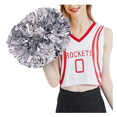 SHTGOI Cheerleading Pompons 2 Stück Metallic-Folie Cheerleading Pom Poms mit Handle Cheerleader Handblumen Cheers Blumenball für Sportveranstaltungen Ballspiele Tanzbedarf Silber SHTGOI Cheerleading Pompons 2 Stück Metallic-Folie Cheerleading Pom Poms mit Handle Cheerleader Handblumen Cheers Blumenball für Sportveranstaltungen Ballspiele Tanzbedarf Silber von SHTGOI