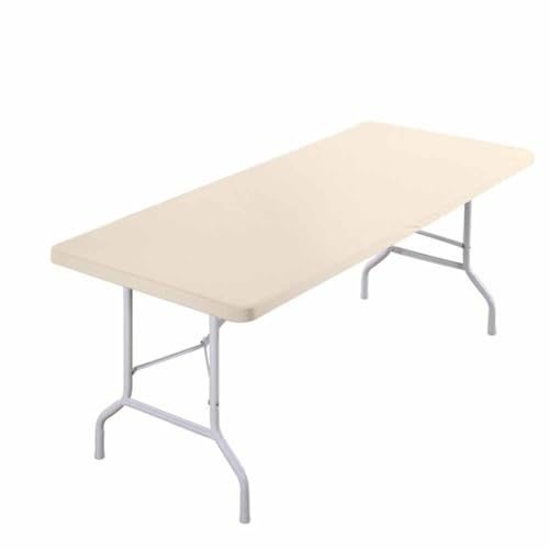 SHTGOI Elastische Tischdecke Dehnbare Spandex Tischdecke Rechteckig Tischschoner mit Gummizug Waschbar und Faltbar Gartentischdecke für Outdoor Terrasse Party Camping Tisch Champagner 8ft（243 * 76cm） von SHTGOI