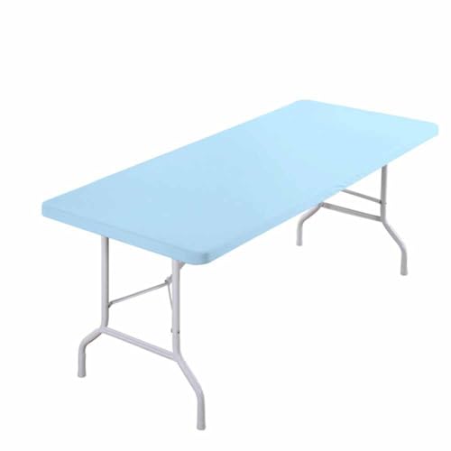 SHTGOI Elastische Tischdecke Dehnbare Spandex Tischdecke Rechteckig Tischschoner mit Gummizug Waschbar und Faltbar Gartentischdecke für Outdoor Terrasse Party Camping Tisch Denim-Blau 4FT（122 * 60cm） von SHTGOI