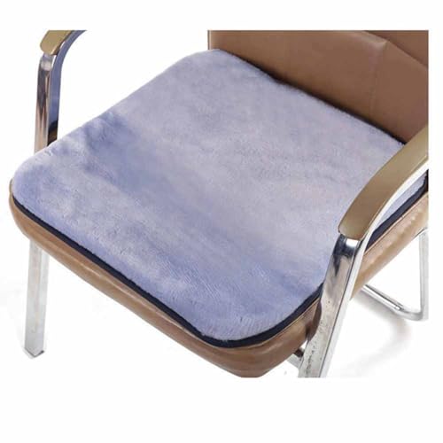 SHTGOI Kunstfell Sitzkissen Quadratisch Stuhlauflage Weich Plüsch Sitzauflage Dekorative Sitzauflage mit Bindeband Rutschfestes Warm Sitzpolster für Esszimmerstuhl,Bürostuhl,Auto 40 * 40cm Grau von SHTGOI