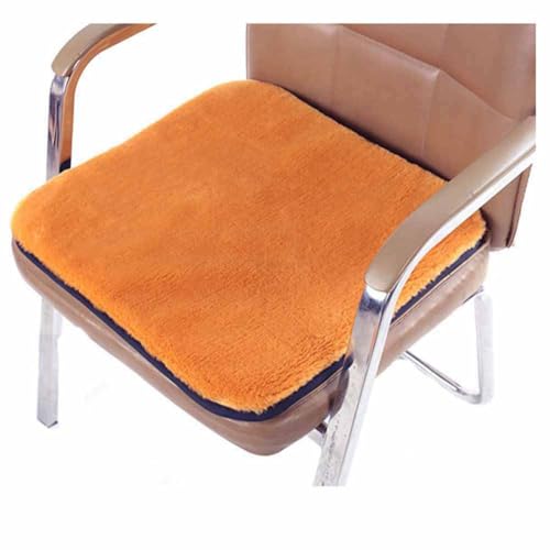 SHTGOI Kunstfell Sitzkissen Quadratisch Stuhlauflage Weich Plüsch Sitzauflage Dekorative Sitzauflage mit Bindeband Rutschfestes Warm Sitzpolster für Esszimmerstuhl,Bürostuhl,Auto 40 * 40cm Kamel von SHTGOI