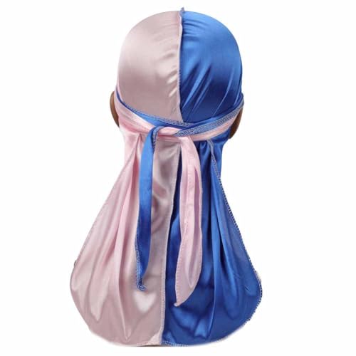 SHTGOI Lange Haarhaube Zweifarbig Seide Durag mit Langem Schwanz Piratenmütze Bandana Hip-Hop-Kopftuch Leicht und Atmungsaktiv Turban Schlaf Schlafhaube für Männer Und Frauen Rosa+Blau SHTGOI Lange Haarhaube Zweifarbig Seide Durag mit Langem Schwanz Piratenmütze Bandana Hip-Hop-Kopftuch Leicht und Atmungsaktiv Turban Schlaf Schlafhaube für Männer Und Frauen Rosa+Blau von SHTGOI