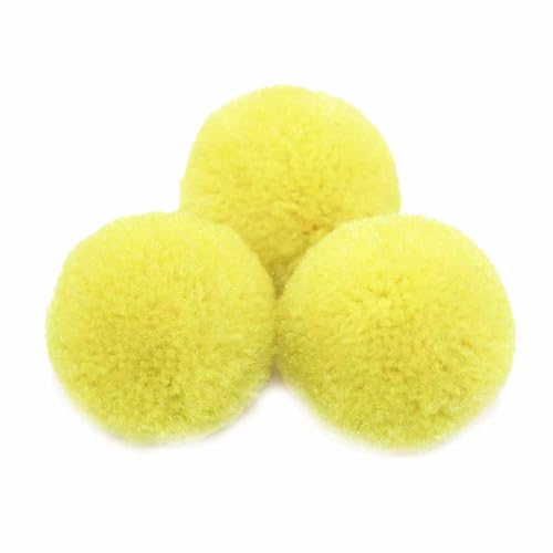 SHTGOI Plüsch Pompons Bunte Flauschige Pom Hoch Elastische Plüschbälle deko 3cm Pompons zum Basteln Kunst Bommel für Kinder Kreatives Design Halloween Marketing-Dekoration 10 Stücke Zitronengelb von SHTGOI