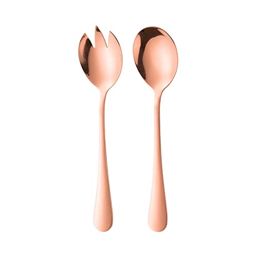 SHTGOI Salatbesteck Set aus Edelstahl Salatgabel Salatlöffel Metall Gabel Löffel Servierlöffel Für Hotelbuffet Abendessen Bankett Restaurants Obstsalat Campingbesteck Roségold von SHTGOI