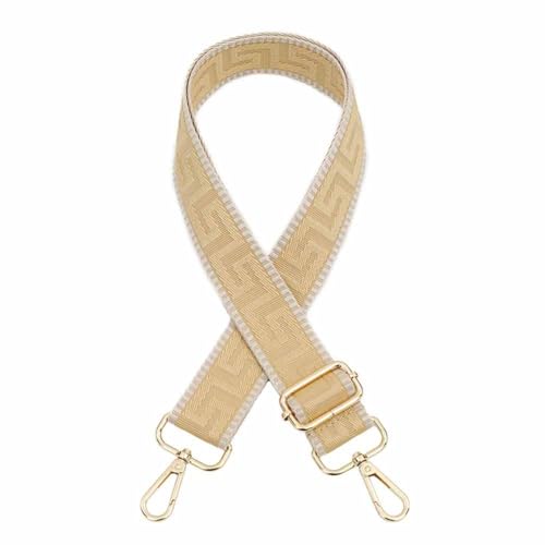 SHTGOI Taschengurte zum Wechseln Solide Farbe Tasche Schulterriemen mit Labyrinth-Muster und Khaki Kante 3.8cm Breit Umhängegurt mit Hellgold Karabiner Taschenriemen für CrossbodyTasche Gelb von SHTGOI