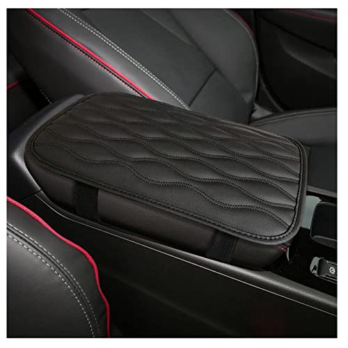 SHTGOI Universal Auto Armlehnenbezug Leder Schutzhülle Armlehnenkissen Armlehnenbezüge Auto Mittelkonsolen Armlehne Kissen Armrest Cover Mittelarmlehne Pad Mittelkonsole Zubehör Schwarz von SHTGOI