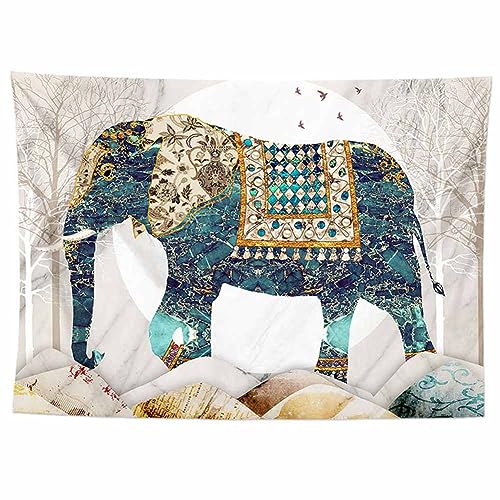 SHTGOI Wandteppich Blaue Seite Elefant mit Beige Ohren Muster Tapisserie Indischer Stil Wandbehang Vintage Wanddeko zum Aufhängen Decke Bohemian Wandtuch für Schlafzimmer Wohnzimmer 150 * 100cm 3# von SHTGOI