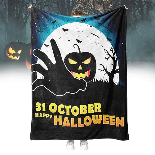 Halloween Decke Kuscheldecken Skelett Totenkopf Wohndecken Dicke Decke Winter warm Sofadecken Decke Skull Motiv Flanell Bettdecke Schlafdecke für Erwachsene Kinder (Style H, 150 * 200 cm) von SHUAIG