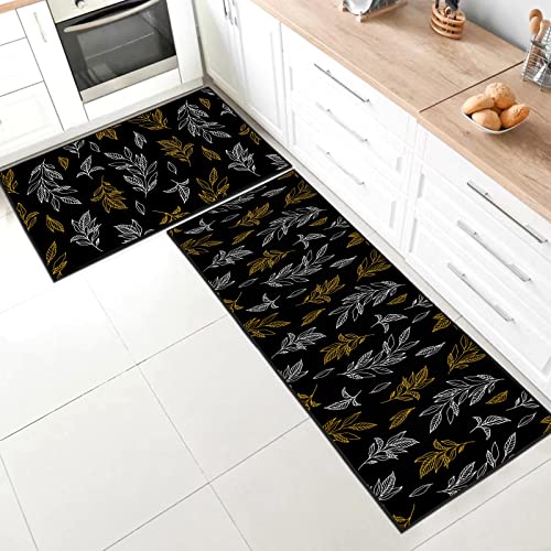 Küchenteppiche 2 Stück,Anti-Müdigkeit Rutschfestes Küchenmatten waschbar,Küchenmatte Set Mit Schiebeaufkleber Geeignet für Badezimmer/Wohnzimmer(Style H,40 * 120+40 * 60cm) von SHUAIG