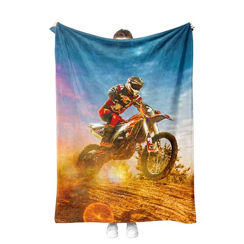 Motorrad Kuscheldecke Flanell Decke Motorrad Fleecedecke Flauschig Weich und Warme,3D Motorrad Bedruckte Decke Sofadecke Couchdecke Für Teens Erwachsene. (A, 130x150 cm) von SHUAIG