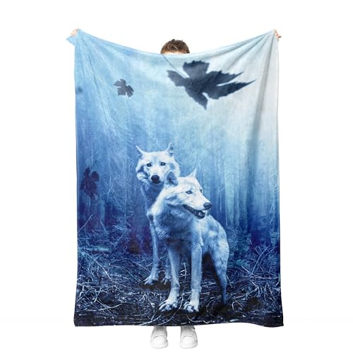 Wölfe Kuscheldecke Flanell Decke Wölfe Fleecedecke Flauschig Weich und Warme,3D Wolfsdruck-Decke Sofadecke Couchdecke Für Teens Erwachsene. (D, 130x150 cm) von SHUAIG