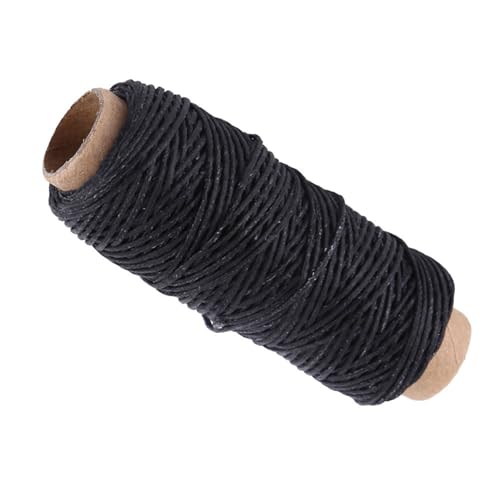 SHUAIGUO 1 PC 1mm Wachsen Nähfaden, 50 M Starkes Flaches Faden für Lederschuhnähte und Handwerk, Langlebig und Abgenutzt-resistent (Schwarz) von SHUAIGUO