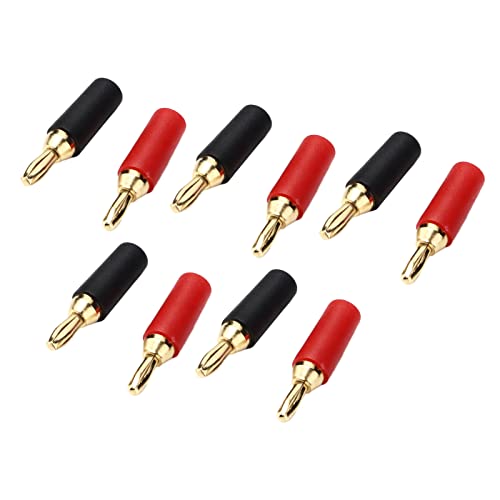 SHUAIGUO 10 Pack 2,5 Mm Goldplattierte Messinglötchen Männliche Bananensteckeranschlüsse, Rote und Schwarze Lautsprecher -Panel -Steckdosen, Hohe Kompatibilität für 2,5 Mm Innenfrühling Steckdosen von SHUAIGUO