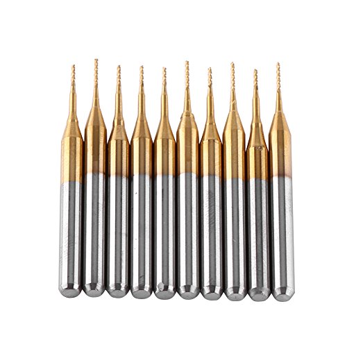 SHUAIGUO 10 Pcs Cobe Wolfram-Carbid-Endmühle-Gravurbits, 3,175 Mmx0,6 Mm, PCB-Schneider, Anti-Biegefestigkeit, Hohe Härte, Glattes Finish für Leiterplatten, Kunststoffe, Edelstahl aus Edelstahl von SHUAIGUO