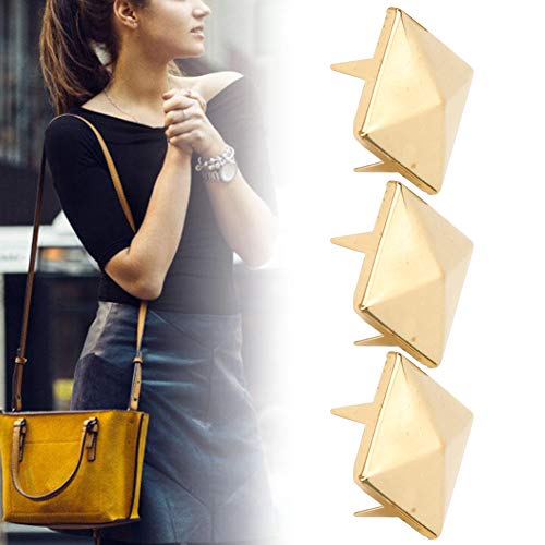 SHUAIGUO 100pcs Quadratpyramid Punk -Nieten, Messingmaterial mit Mehrschichtiger Elektroplierter Oberfläche, Lederhandwerksstufen für Armbänder, Kleidung, Schuhe, Handtaschen (12 mm) von SHUAIGUO