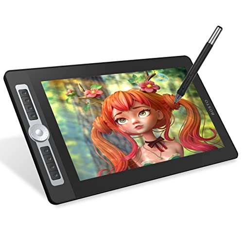 SHUAIGUO 16HD Pro Portable 15,6-Zoll-H-IPS-LCD-Grafik-Zeichen-Tablet-Anzeige Digital Art Drawing Pad 8192 Druckpegel Passive Technologie Anpassbare Tastenkombinationen Tasten Dial Controller Kompatibe von SHUAIGUO