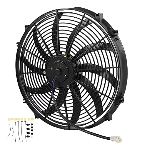 SHUAIGUO 16in Schwarzer Elektrischer Kühlerlüfter, 10 Blätter 120 W 2250 U/Min Slim Reversible Motor für Auto, LKW, RV AC -Modifikation und Wärmeabteilung von SHUAIGUO