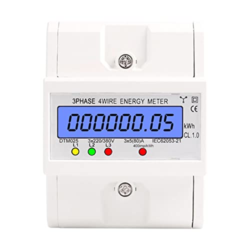 SHUAIGUO 3-Phasen-4-Draht-Energiezähler 220/380 V 5-80 A Energieverbrauch kWh-Zähler DIN-Schienenmontage Digitaler Stromzähler mit LCD-Hintergrundbeleuchtung von SHUAIGUO