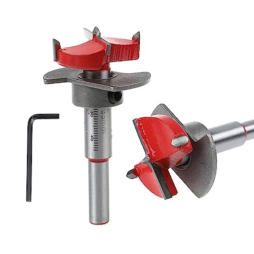 SHUAIGUO 35 -Mm -Scharnier Bohrbohrer Bit Hole Locator, Yg8 Zementierter Carbidkopf, 8 Mm Rund Schaft, für die Schranktür Installation, Holzbearbeitungslochöffnung für Verbundbrett, Massivholz, PVC von SHUAIGUO