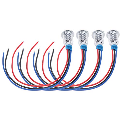 SHUAIGUO 4 Sets Metall Wasserdicht 2-Farben-Indikator-LEDs, 10 Mm Vorverdrahtete Gemeinsame Kathode 12-24V, Rosthar & Easy Installation (Rotblau) von SHUAIGUO