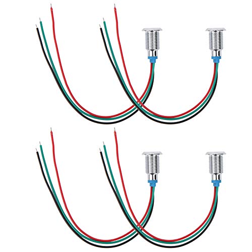 SHUAIGUO 4 Sets Metall Wasserdicht 2-Farben-Indikator-LEDs, 10 Mm Vorverdrahtete Gemeinsame Kathode 12-24V, Rosthar & Easy Installation (Rotgrün) von SHUAIGUO