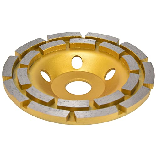 SHUAIGUO 5 Zoll Doppelreihe Tasse Schleifrad, Gelbe Winkelschleiferscheibe mit Luftlöchern und Hitzebehandelten Stahlkörper, 22,23 Mm Innendurchmesser für Beton, Granit, Stein, Mauerwerk (125 mm) von SHUAIGUO