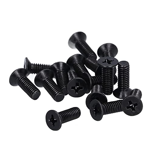 SHUAIGUO 50pcs M4x6 Schwarz Verzinkte Counterter -Flachkopfschrauben, PZ2 Cross Antrieb Zink -Stahlverbindungsschrauben für Reparaturen und Wartung, Flexible Anwendung (M4*12) von SHUAIGUO