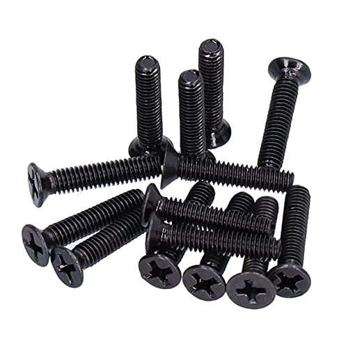 SHUAIGUO 50pcs M4x6 Schwarz Verzinkte Counterter -Flachkopfschrauben, PZ2 Cross Antrieb Zink -Stahlverbindungsschrauben für Reparaturen und Wartung, Flexible Anwendung (M4*20) von SHUAIGUO